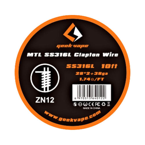 MTL SS316L Clapton Vape Wire 28*2 + 38g 10ft | Geek Vape | VapourOxide Australia