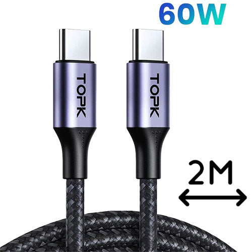 AC10 Type-C to Type-C 60W Cable 2m | TOPK | Batteries and Chargers | VapourOxide Australia