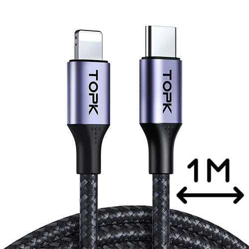 AP10 Lightning Type-C Charge n Sync iPhone Cable 1m | TOPK | Batteries and Chargers | VapourOxide Australia