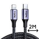 AP10 Lightning Type-C Charge n Sync iPhone Cable 2m | TOPK | Batteries and Chargers | VapourOxide Australia