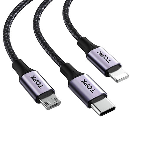 AS10 3 in 1 Micro USB Type-C Lightning Cable | TOPK | Batteries and Chargers | VapourOxide Australia